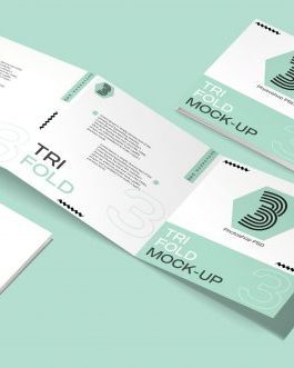 Free Square Trifold Brochure Mockup
