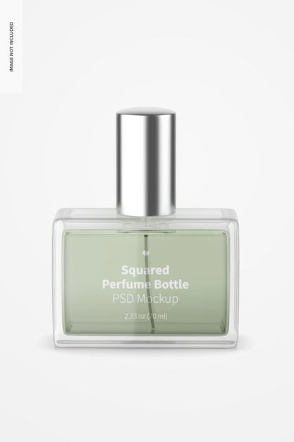 Free Squared Perfume Bottle Mockup, Front View Psd
