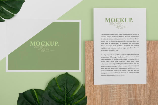 Free Stationery Arrangement With Plant Above View Psd