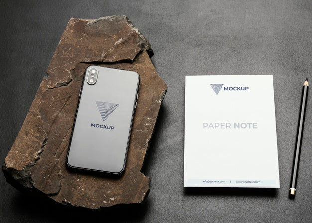 Free Stationery Mock-Up With Dark Rugged Rock Psd