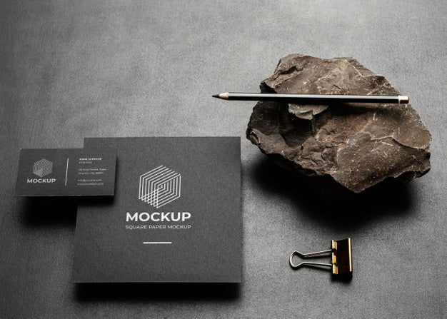 Free Stationery Mock-Up With Dark Rugged Rock Psd