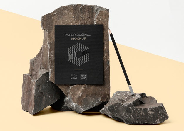 Free Stationery Mock-Up With Dark Stone Psd