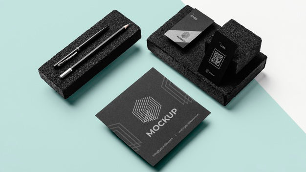 Free Stationery Mock-Up With Dark Stone Psd