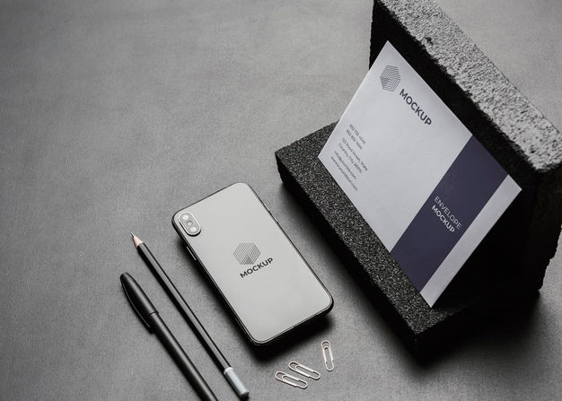 Free Stationery Mock-Up With Dark Stones Psd