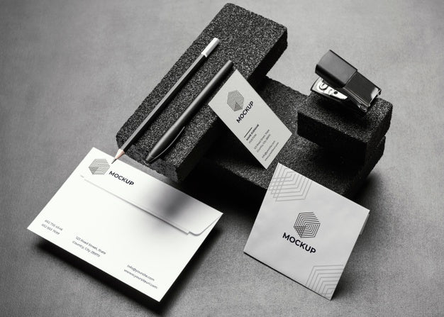 Free Stationery Mock-Up With Dark Stones Psd