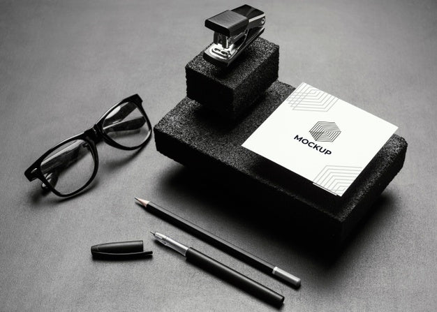 Free Stationery Mock-Up With Dark Stones Psd