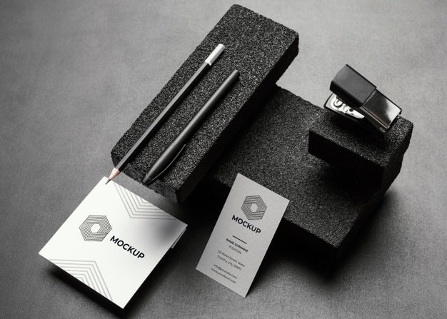 Free Stationery Mock-Up With Dark Stones Psd