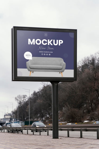 Free Street Billboard Display Mock-Up Outdoors Psd