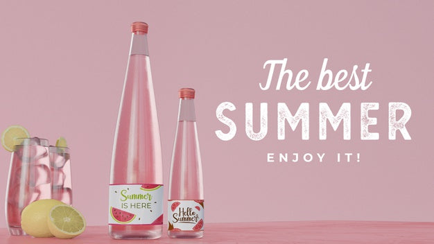Free Summer Drinks On Table With Typography Psd