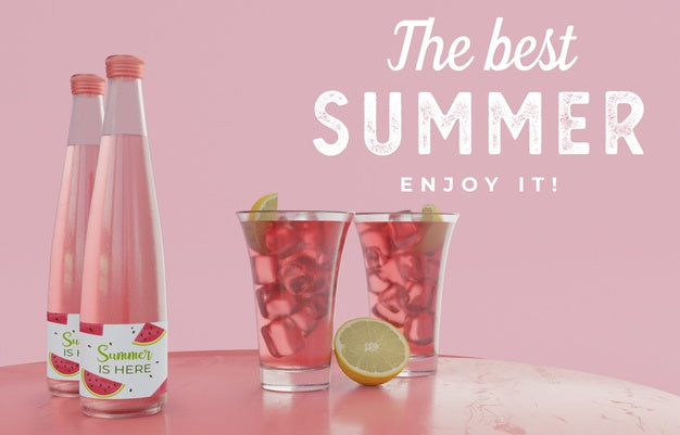 Free Summer Drinks On Table With Typography Psd
