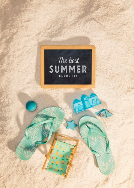Free Summer Mockup With Colorful Sandals Psd