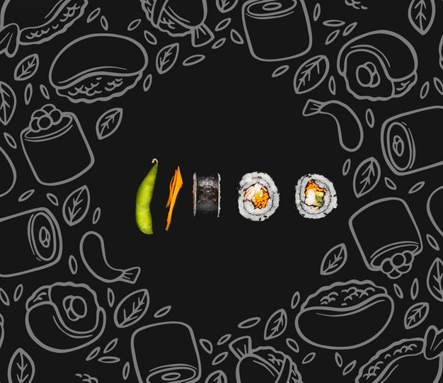 Free Sushi Rolls On Table With Mokc-Up Psd