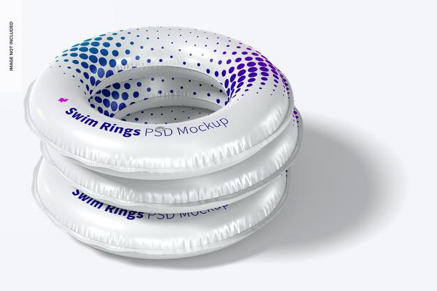 Free Swim Rings Mockup, Stacked Set Psd