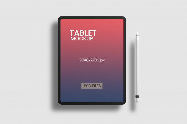 Free Tablet Mockup Top Angle View Psd