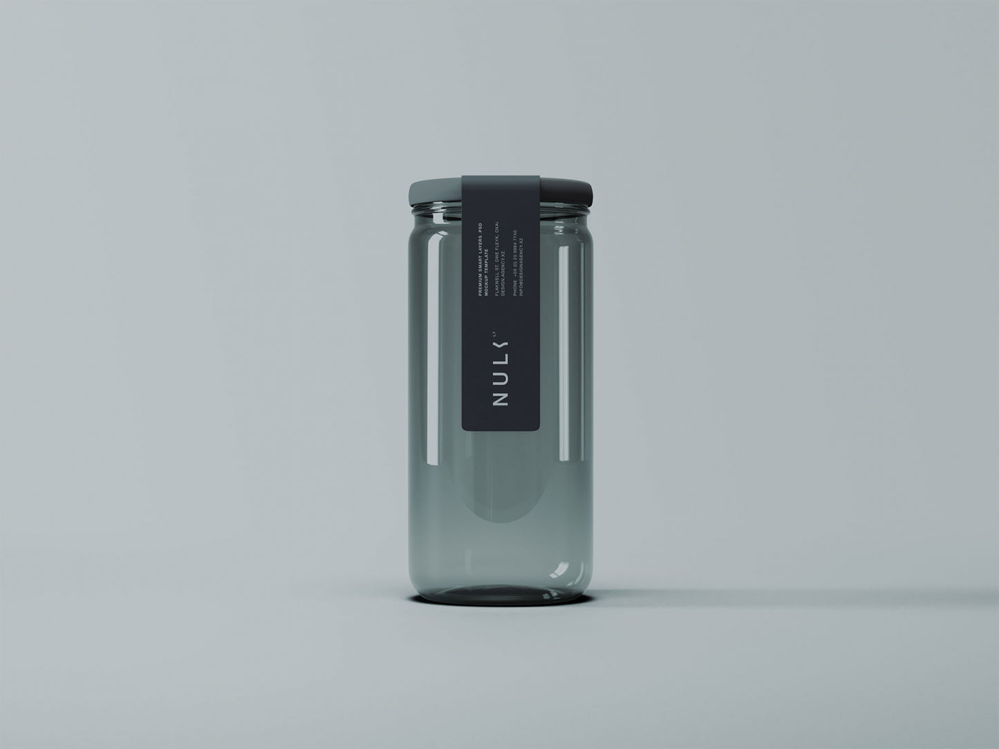 Free Tall Transparent Glass Jar Mockup