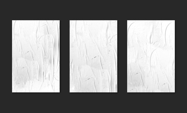 Free Three White Posters On Black Background Mockup Psd