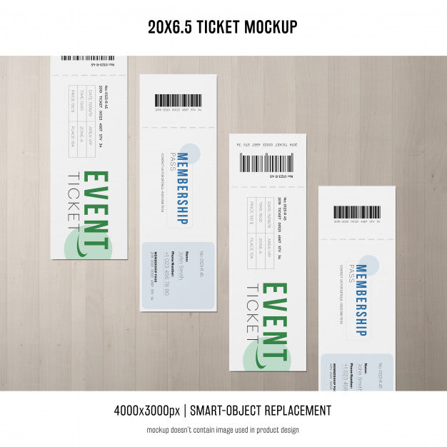 Free Ticket Mockup Psd