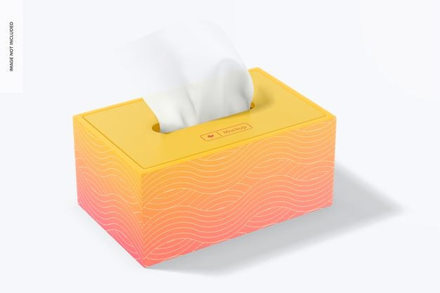 Free Tissue Box Mockup, Left View Psd