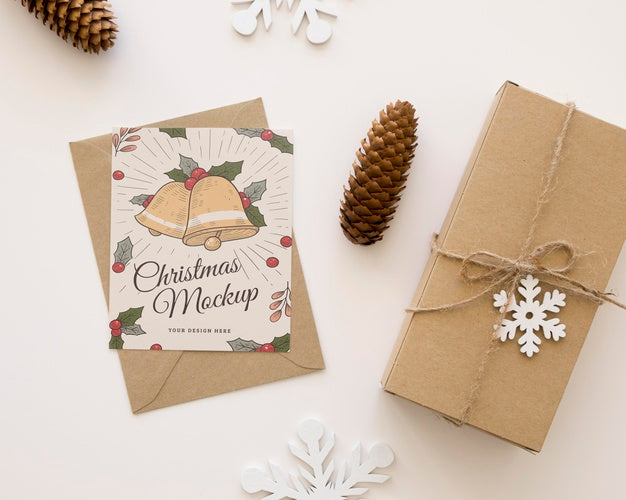 Free Top View Arrangement Of Christmas Eve Elements Mock-Up Psd
