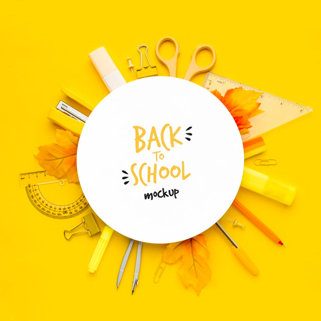 Free Top View Arrangement Of School Supplies Psd