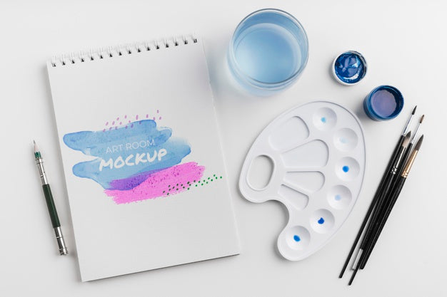 Free Top View Artist Painting Tools Psd