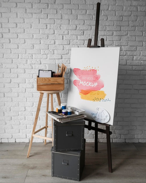 Free Top View Artist Painting Tools Psd