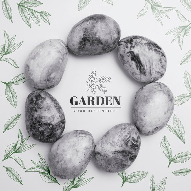Free Top View Assortment Of Rocks With Mock-Up Psd