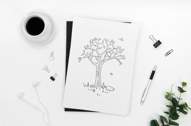 Free Top View Assortment With Card Mock-Up On White Background Psd