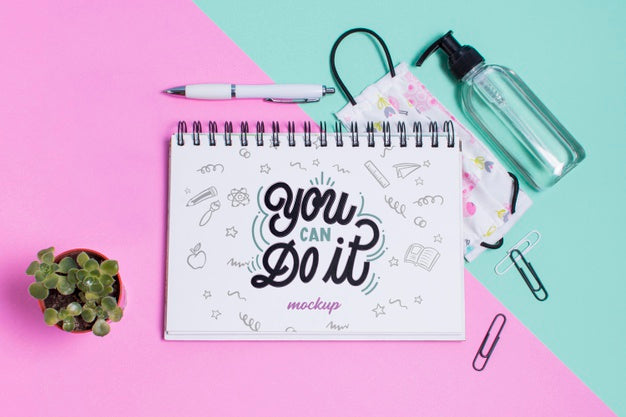 Free Top View Back To School Supplies With Mock-Up Psd