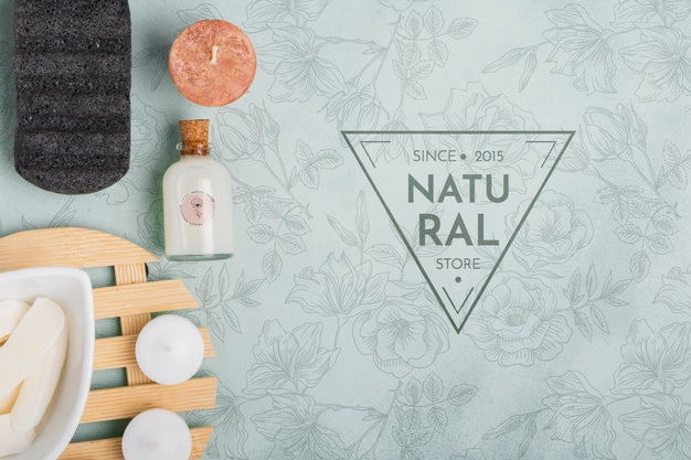 Free Top View Bath Concept With Toiletries Psd