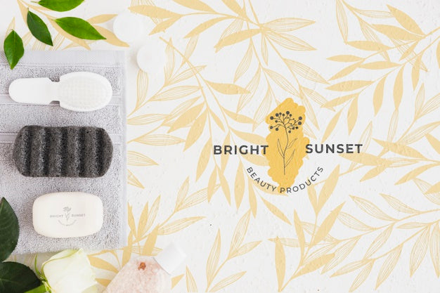 Free Top View Bath Concept With Toiletries Psd