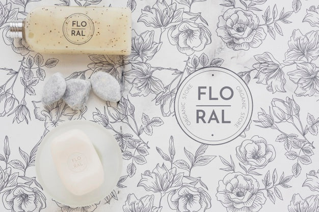 Free Top View Bath Concept With Toiletries Psd