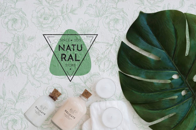 Free Top View Bath Concept With Toiletries Psd