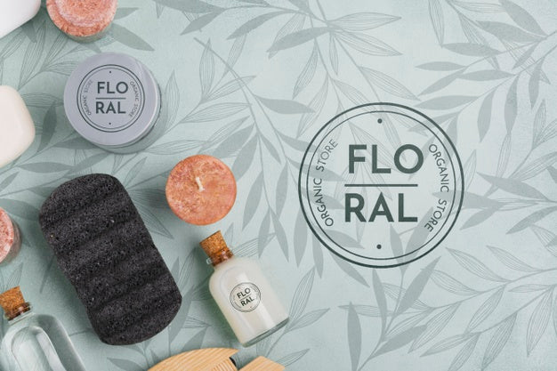 Free Top View Bath Concept With Toiletries Psd