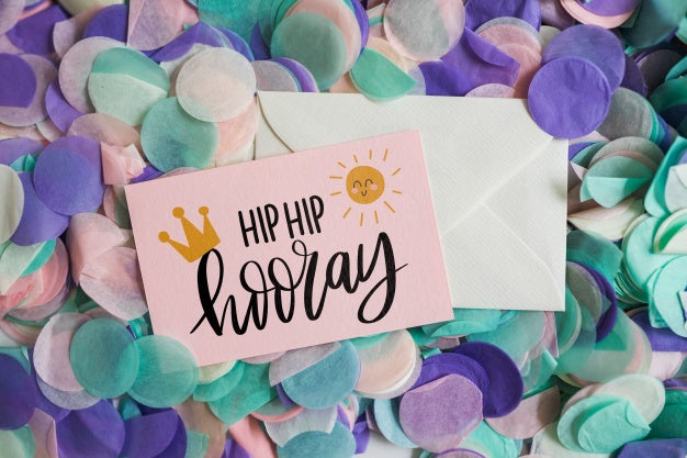 Free Top View Birthday Card Mockup Psd