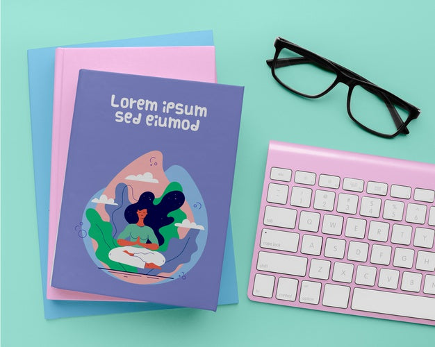 Free Top View Book Cover Mock-Up Assortment Psd