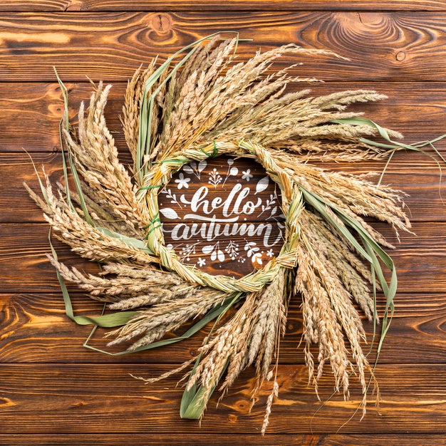 Free Top View Circular Frame With Wheat Grains Psd