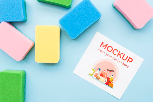 Free Top View Colorful Sponges Arrangement Psd