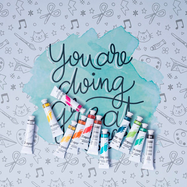 Free Top View Colorful Tempera Psd