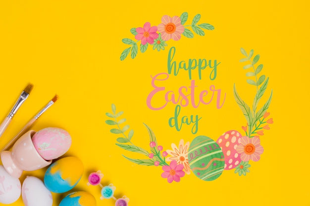 Free Top View Easter Composition With Copyspace Psd
