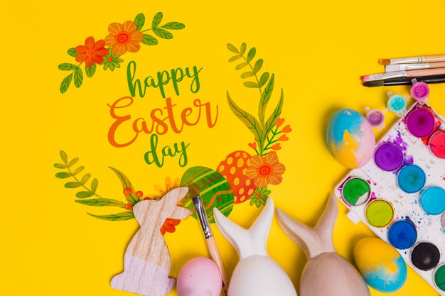 Free Top View Easter Composition With Copyspace Psd