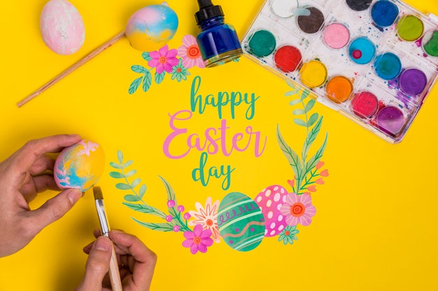 Free Top View Easter Composition With Copyspace Psd