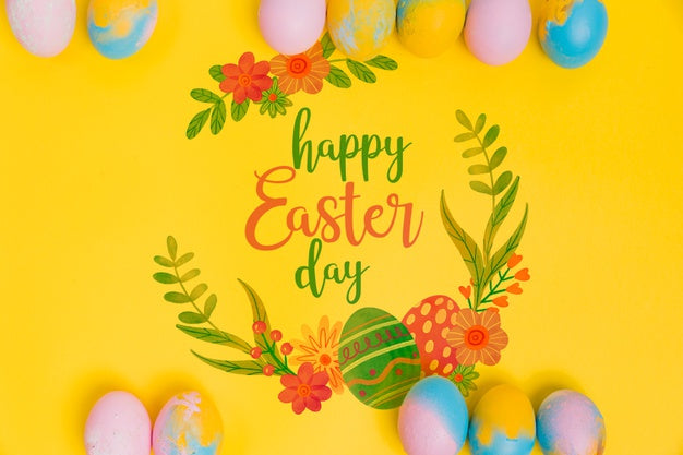 Free Top View Easter Composition With Copyspace Psd
