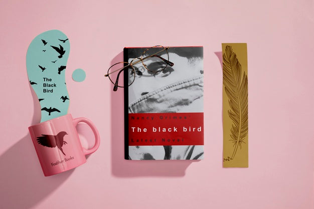 Free Top View Editorial Book With Bookmarks Psd