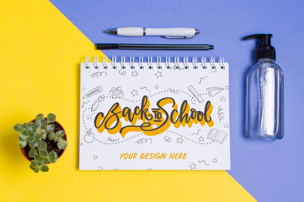 Free Top View Hand Sanitizer With Pens Psd