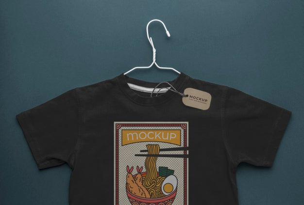 Free Top View Japanese T-Shirt Mock-Up Arrangement Psd