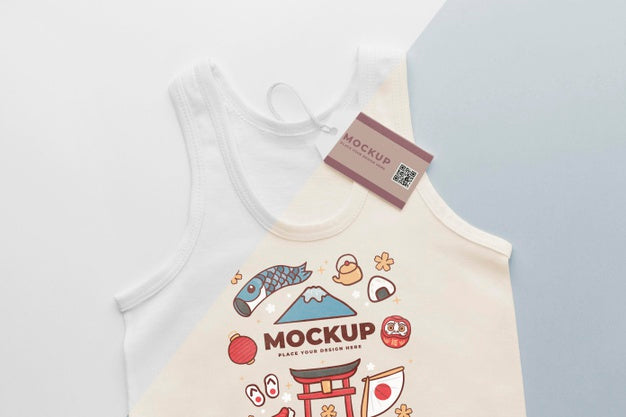 Free Top View Japanese T-Shirt Mock-Up Assortment Psd