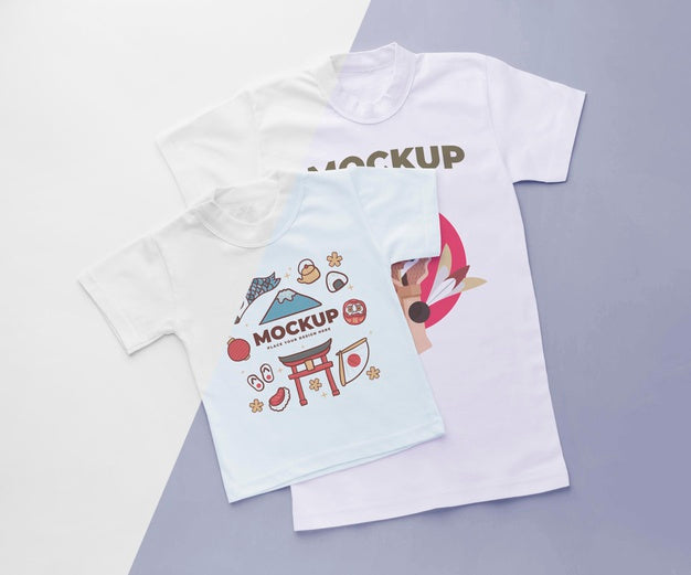 Free Top View Japanese T-Shirt Mock-Up Assortment Psd