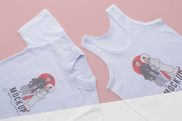 Free Top View Japanese T-Shirt Mock-Up Psd