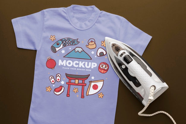 Free Top View Japanese T-Shirt Mock-Up Psd